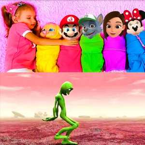 Cuddles with Favorite Cartoon Friends